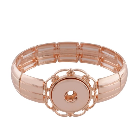 Snap Charm Rose Gold Stretch Bracelet Includes One Standard Size Snap 20mm - Picture 3 of 5
